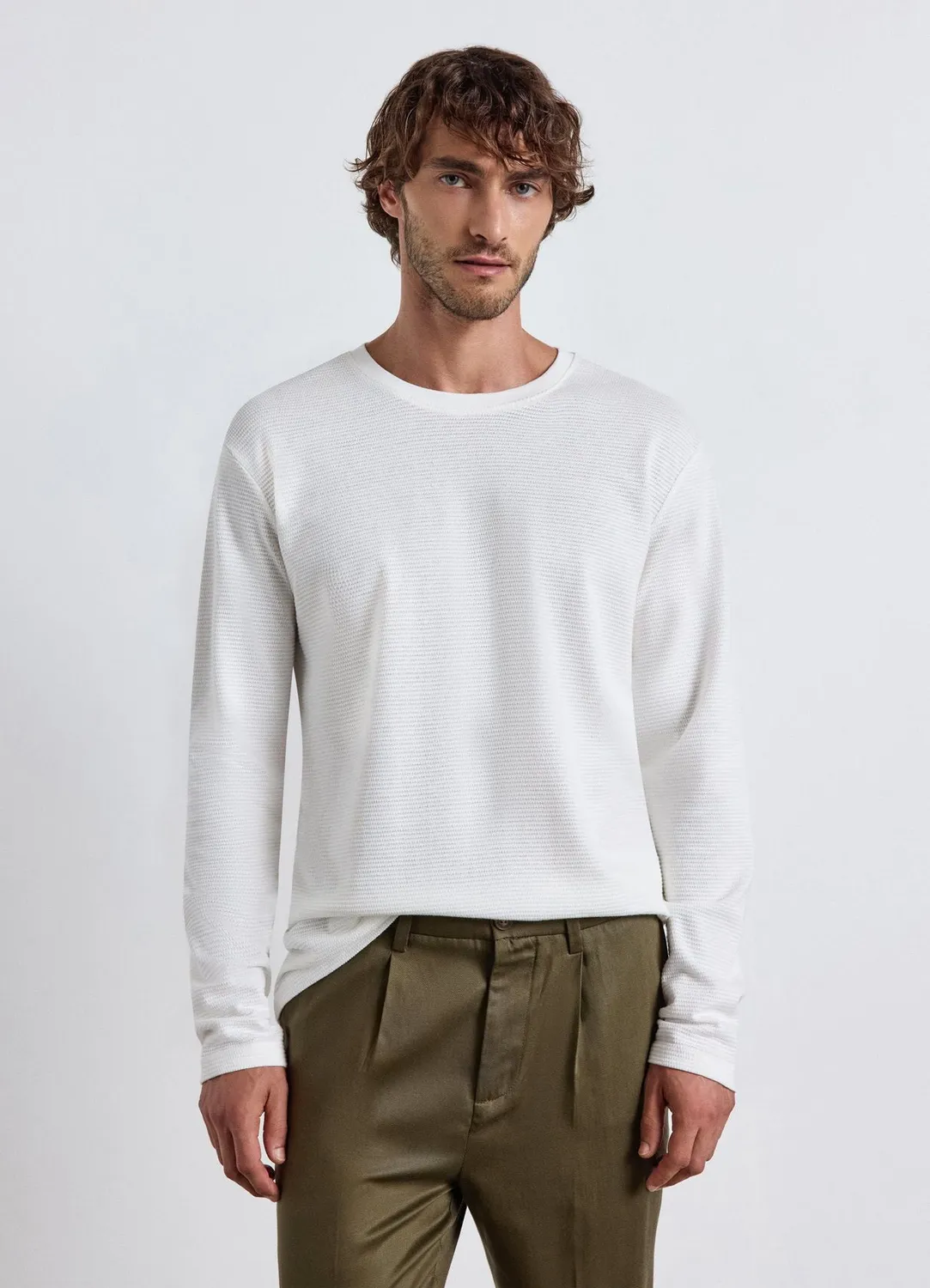 Calliope T-shirt homme manches longues texturé col rond