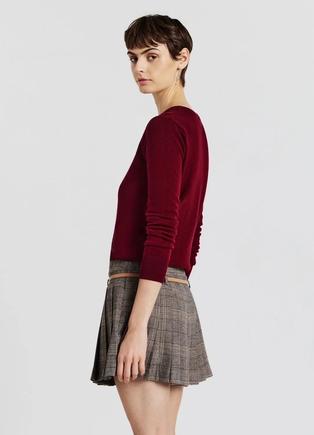 Calliope Pull col rond uni maille fine femme