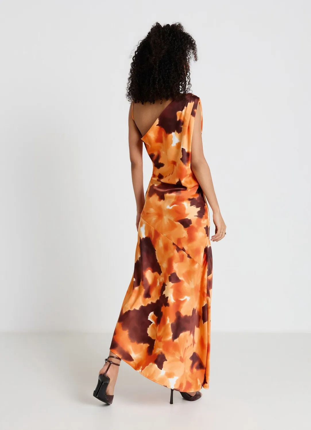 Calliope Robe tie-dye femme satinée une épaule