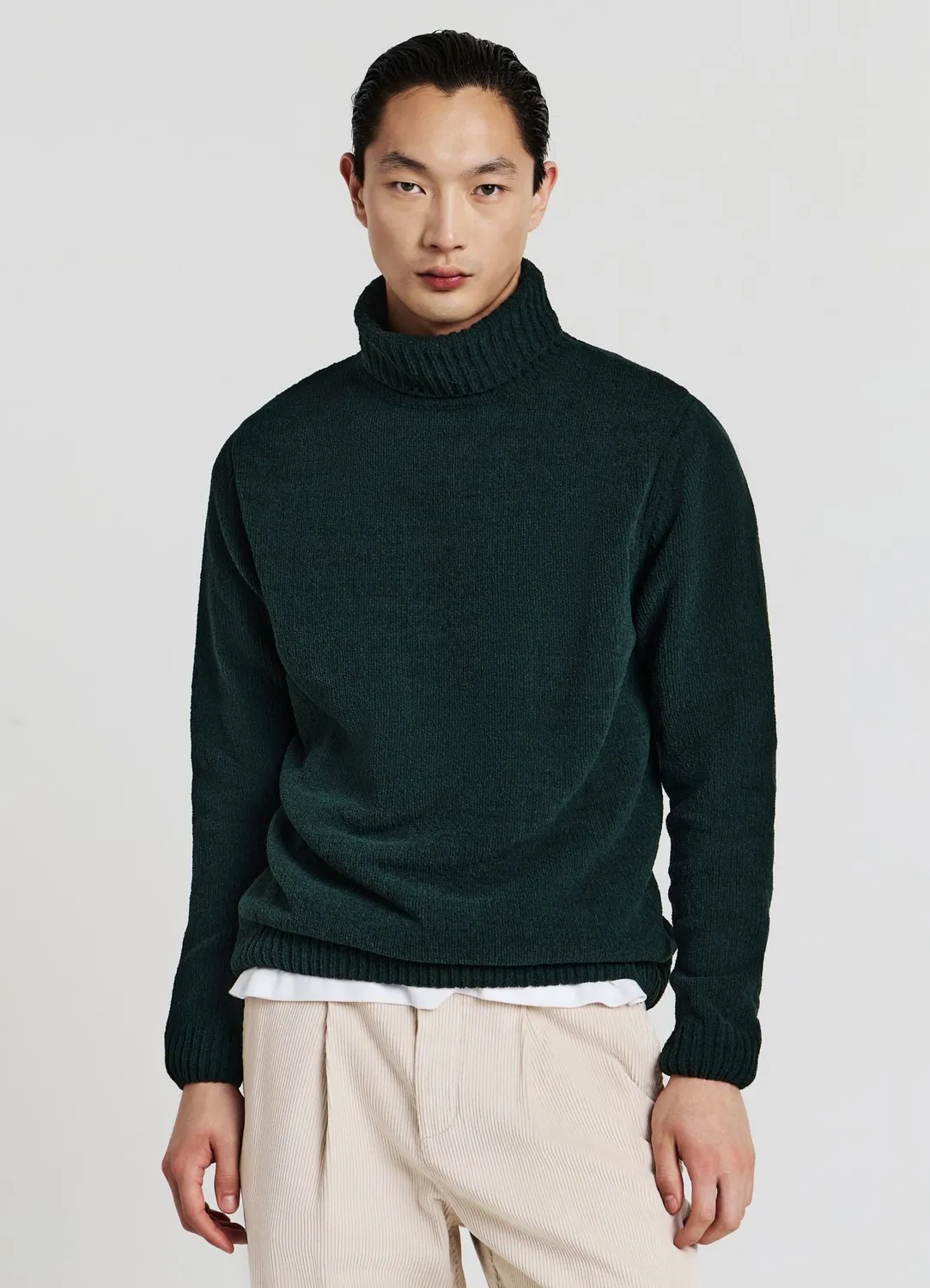 Calliope pull col roulé homme chenille uni