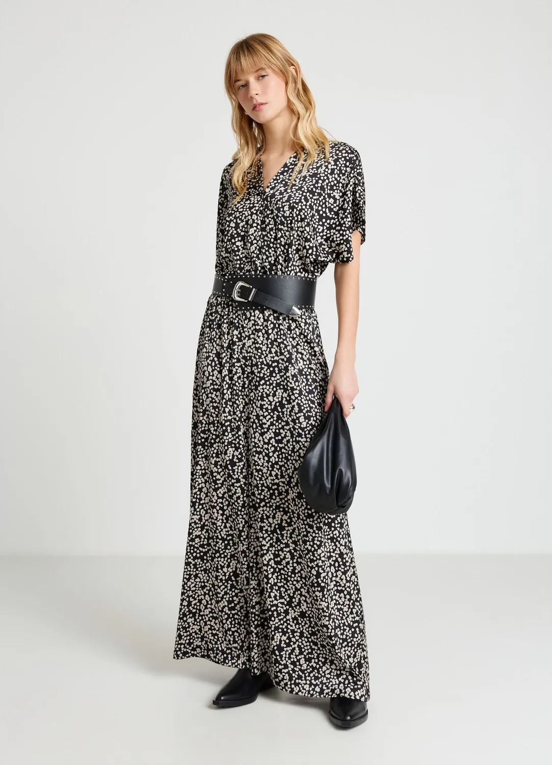 Calliope Jupe-culotte satinée imprimée femme taille haute