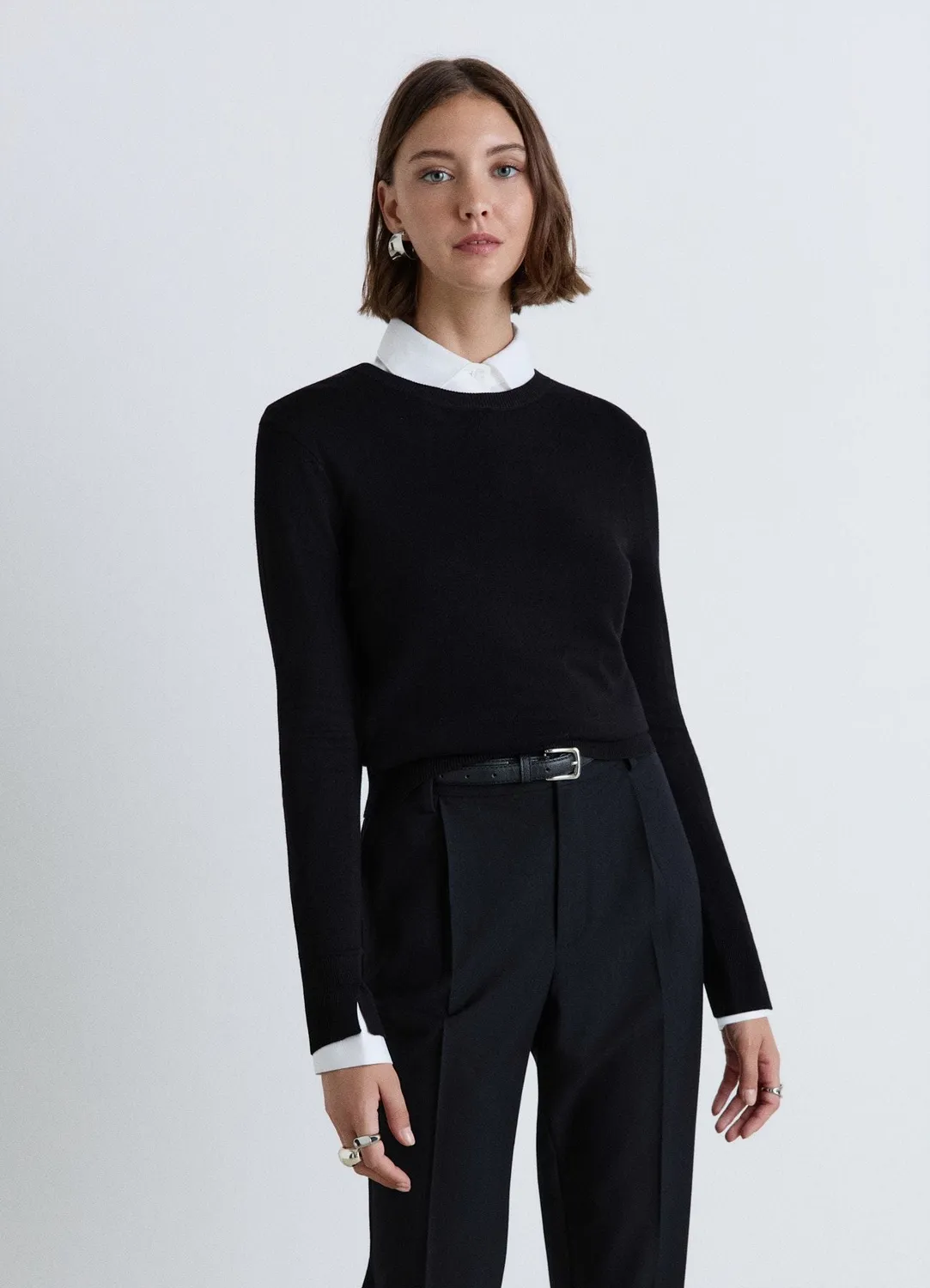 Calliope pull col rond femme uni manches longues