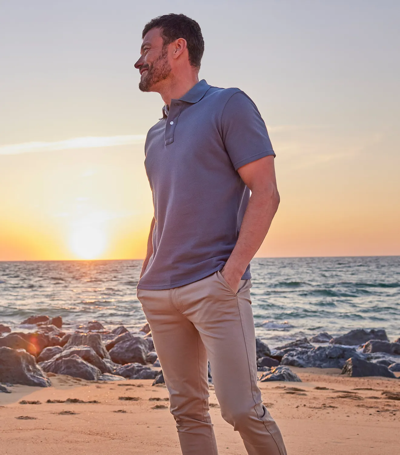 Cocorico Intemporel polo homme azur coton piqué