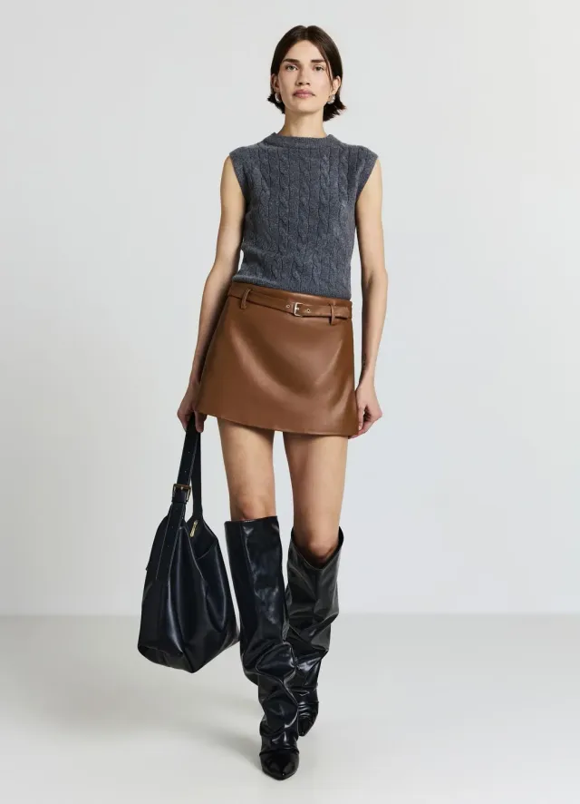 Calliope jupe-culotte effet cuir avec ceinture femme