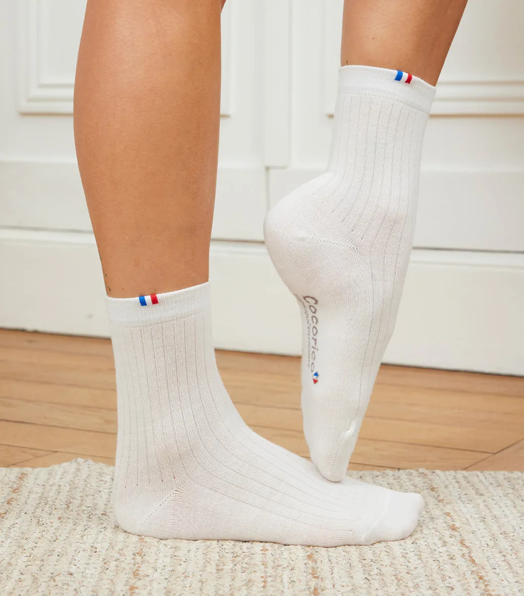 Cocorico chaussettes femme écru laine chaude