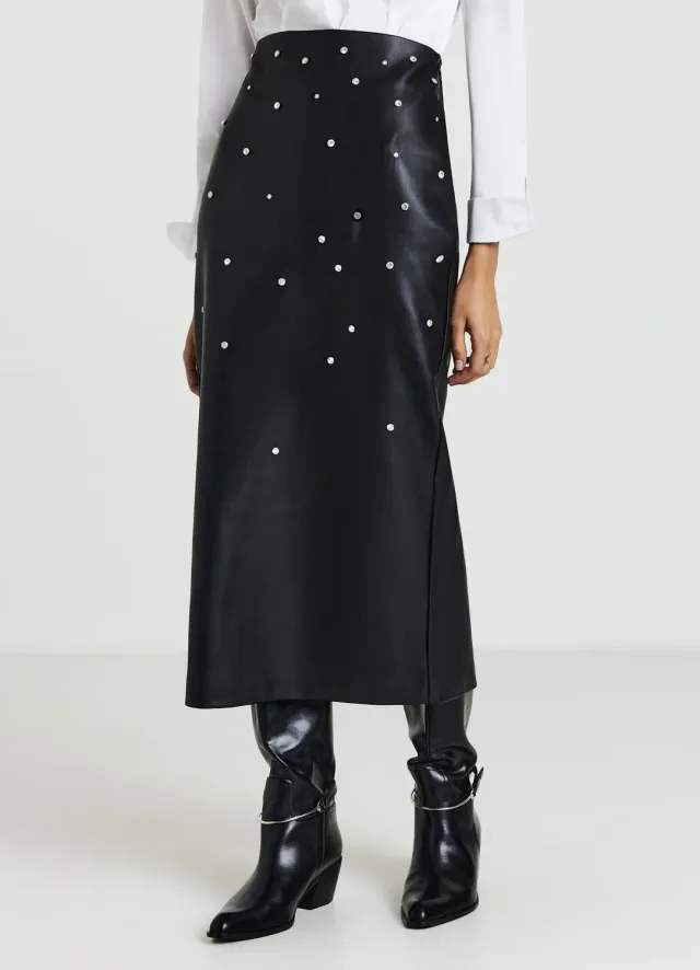 Calliope jupe midi femme strass fente dos