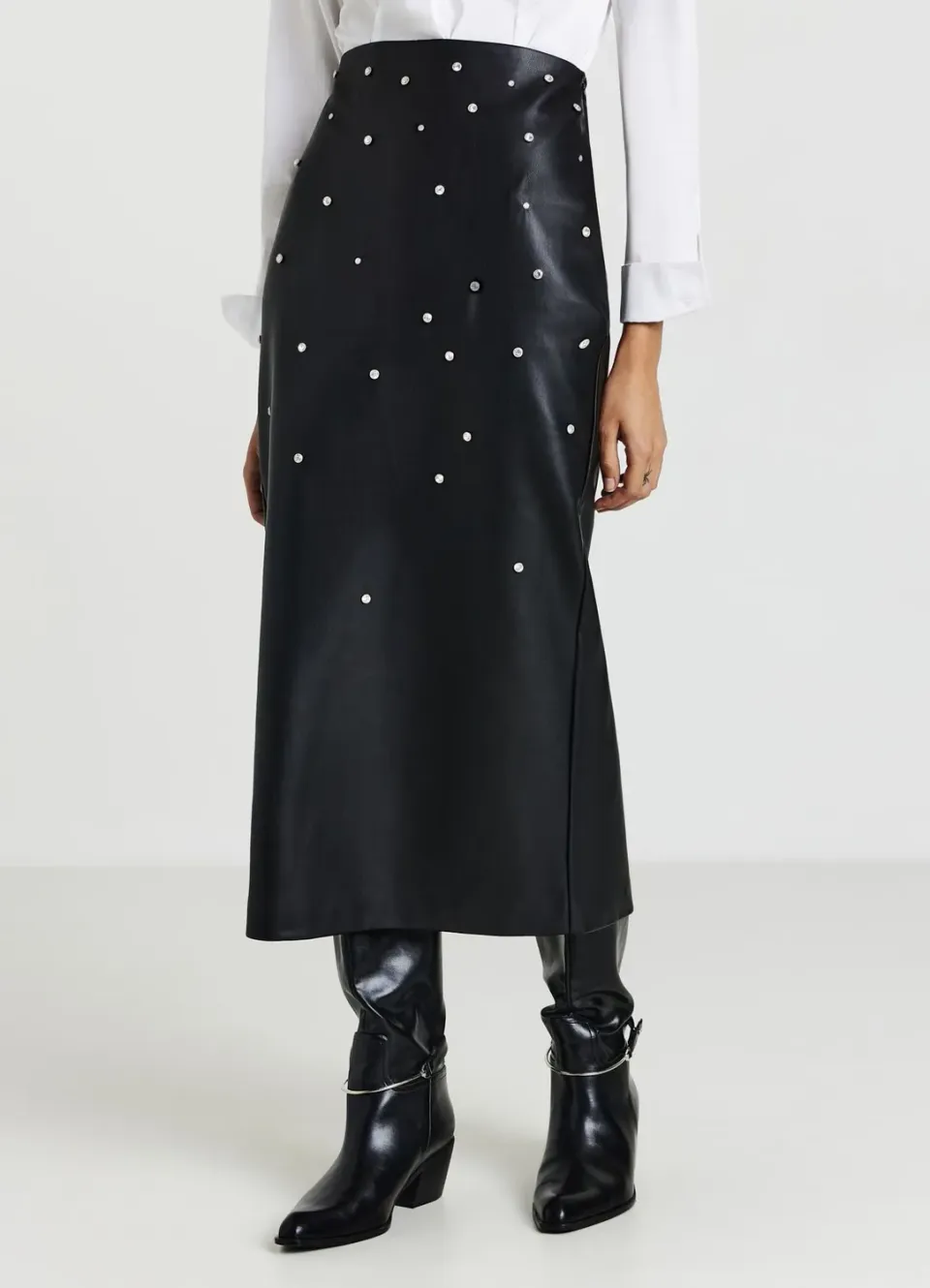 Calliope jupe midi femme strass fente dos
