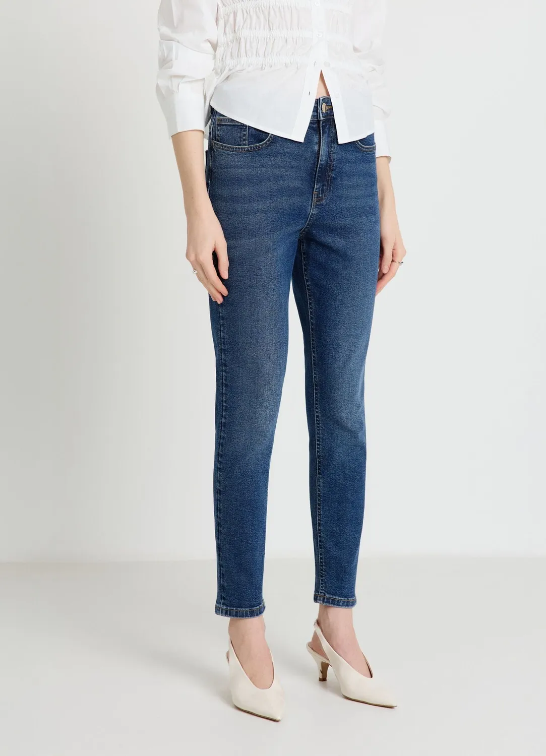 Calliope jean skinny uni femme bouton et zip
