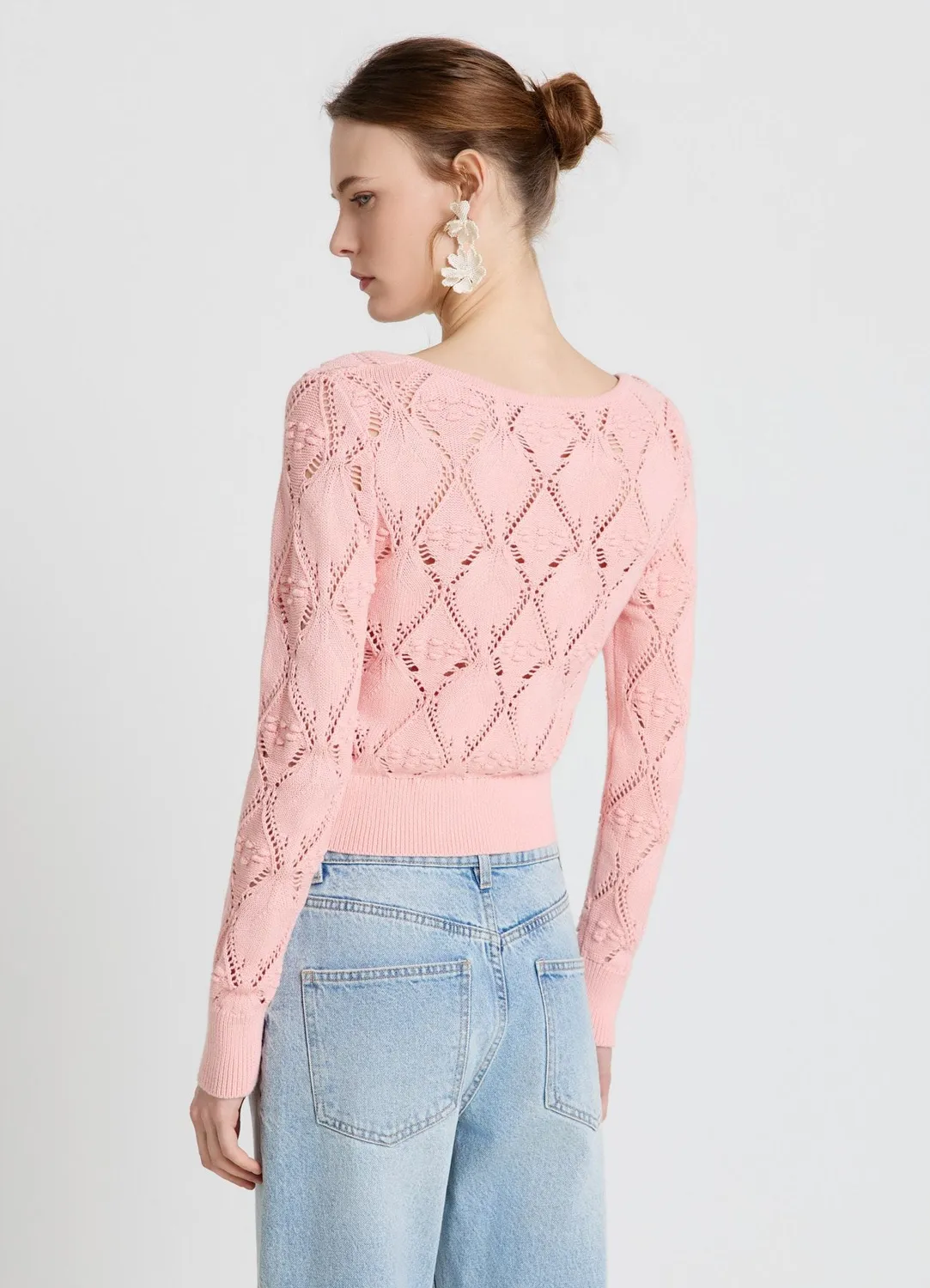 Calliope cardigan ajouré à nœuds femme taille S crop