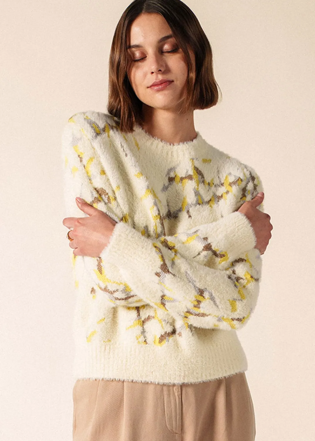 Saint James Leeds pull jacquard coton blanc hiver