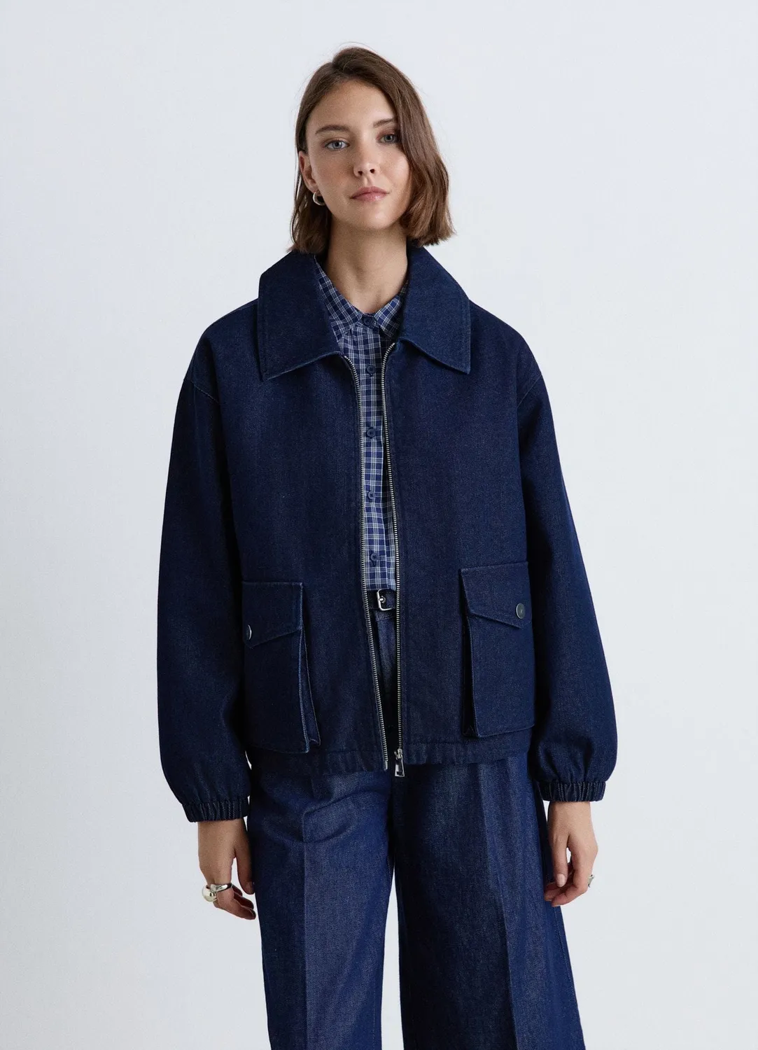 Calliope bomber femme denim zip poches à rabat