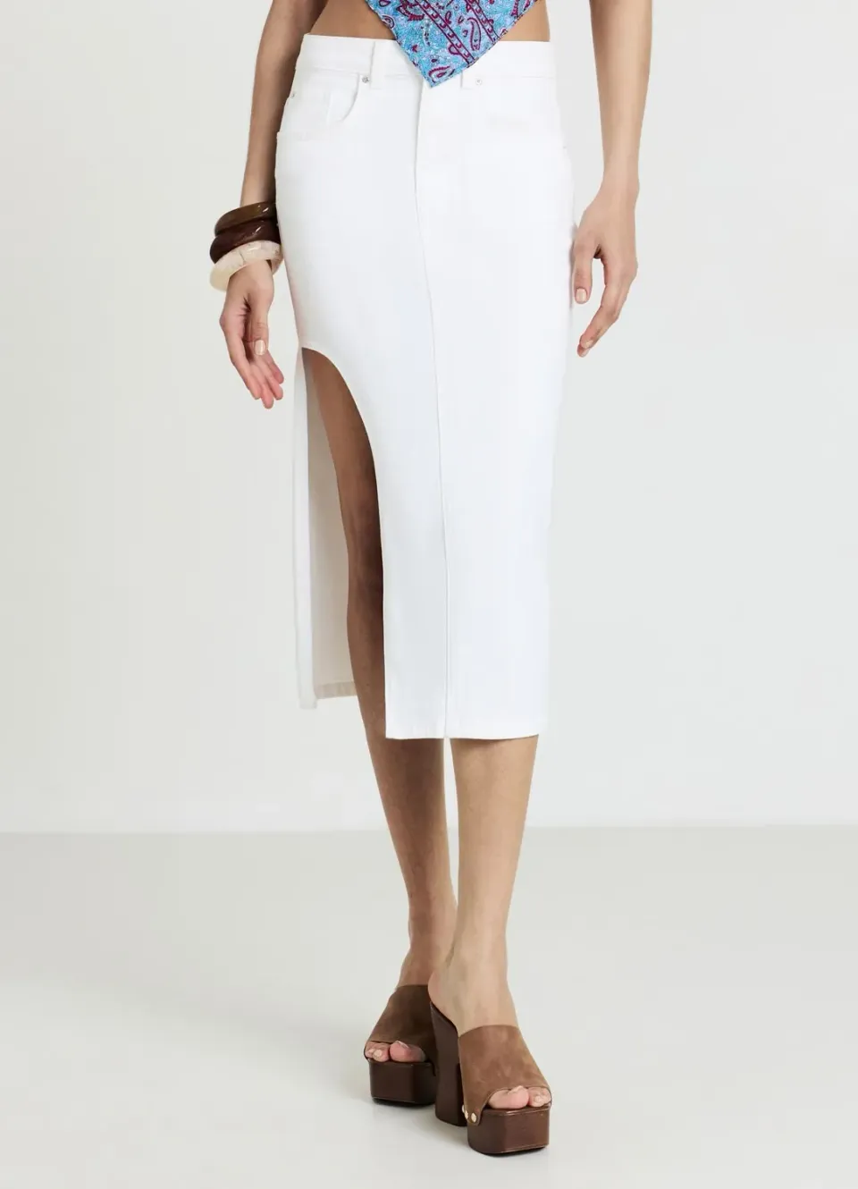Calliope Jupe midi denim fendue femme 5 poches
