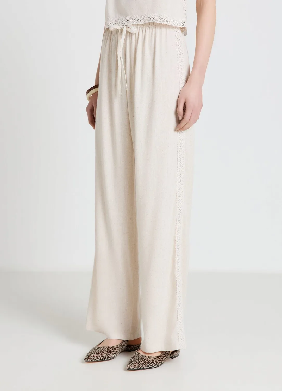 Calliope pantalon wide leg cordon macramé pantalon large bohème