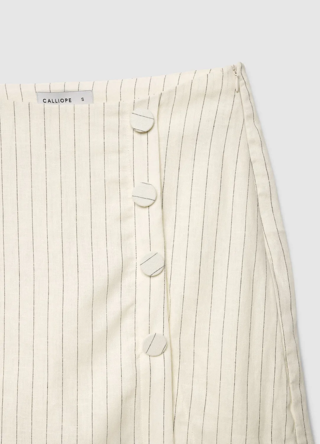 Calliope jupe-culotte rayée à boutons mélange lin
