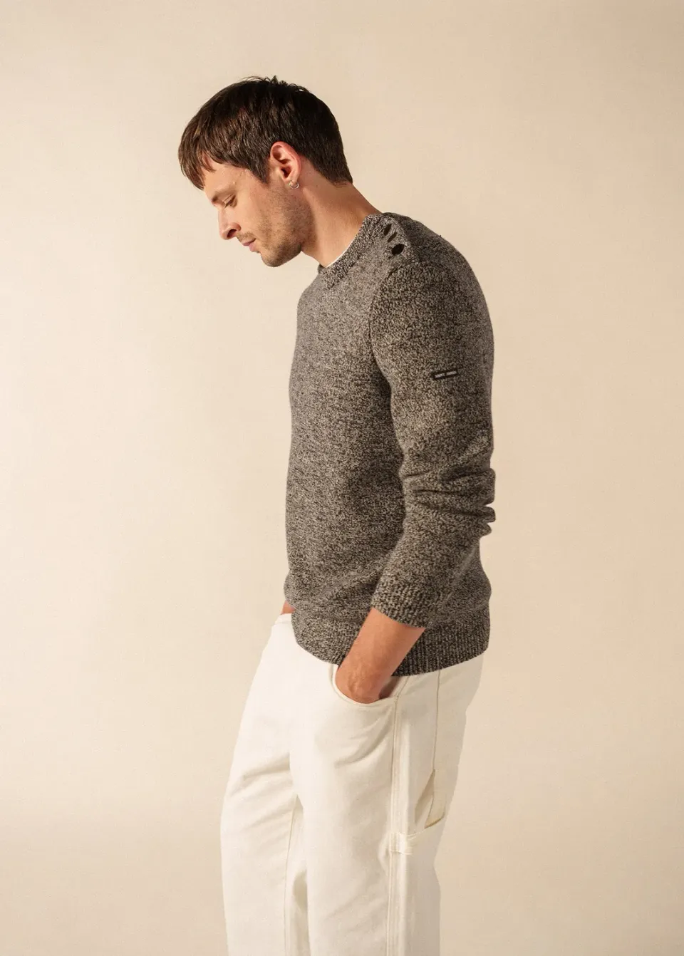 Saint James Cancale pull marin navy ecru laine