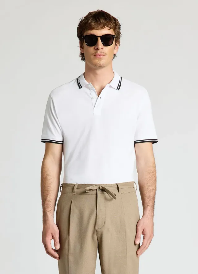 Calliope polo homme uni rayures col régulier coton