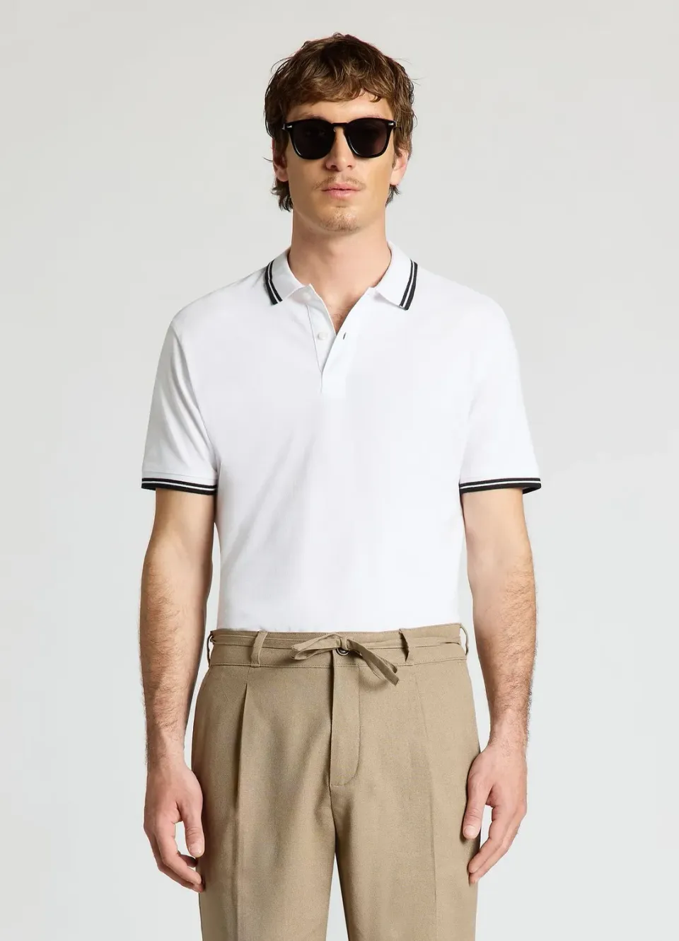 Calliope polo homme uni rayures col régulier coton