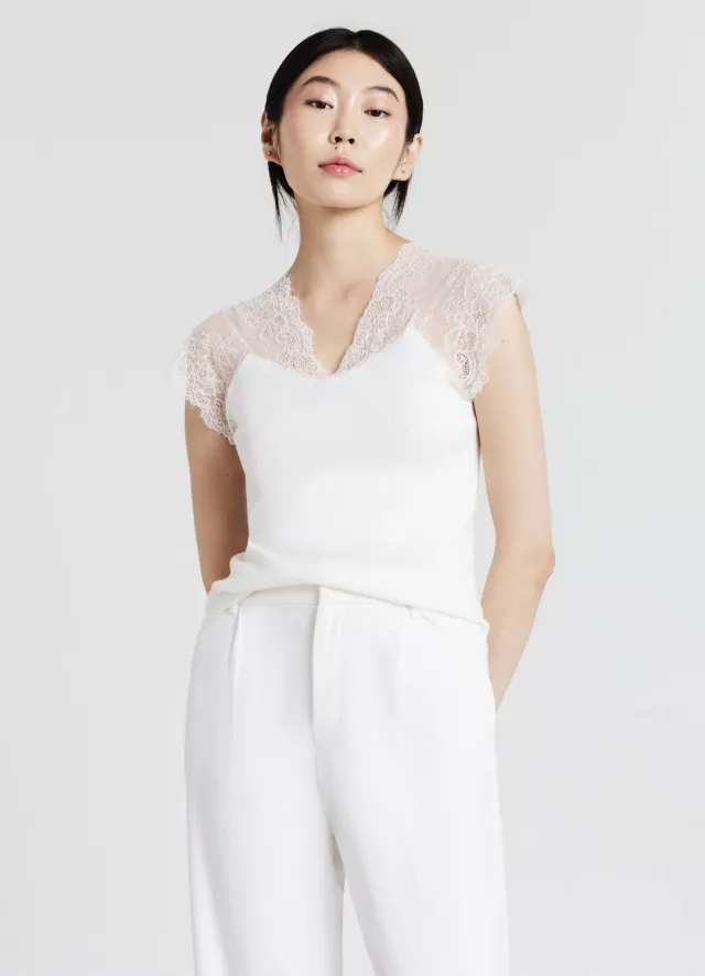 Calliope top col V dentelle femme dos ajusté
