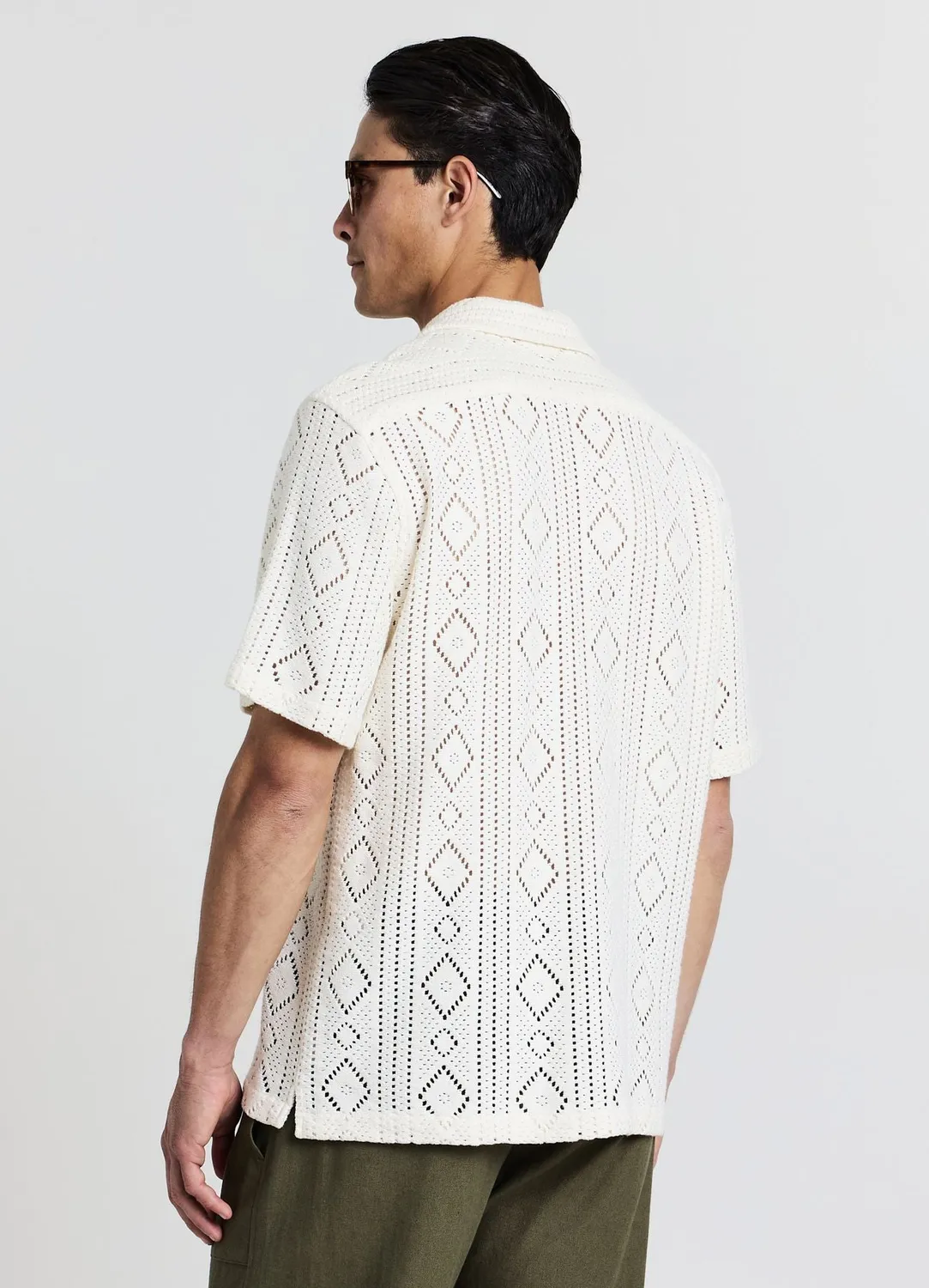Calliope Chemise Bowling Ajourée Homme Taille L Manches Courtes