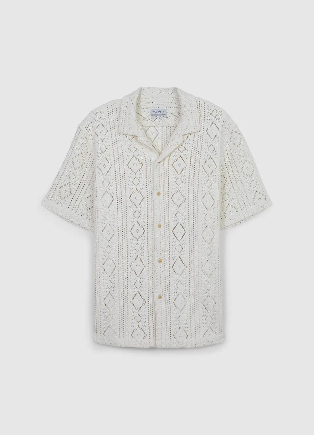 Calliope Chemise Bowling Ajourée Homme Taille L Manches Courtes