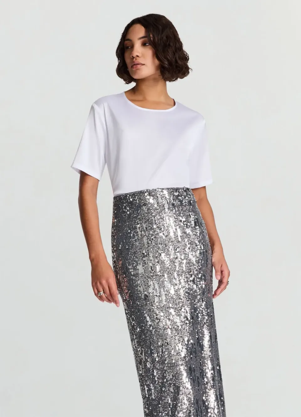 Calliope T-shirt Satin T-shirt Femme Uni Col Rond
