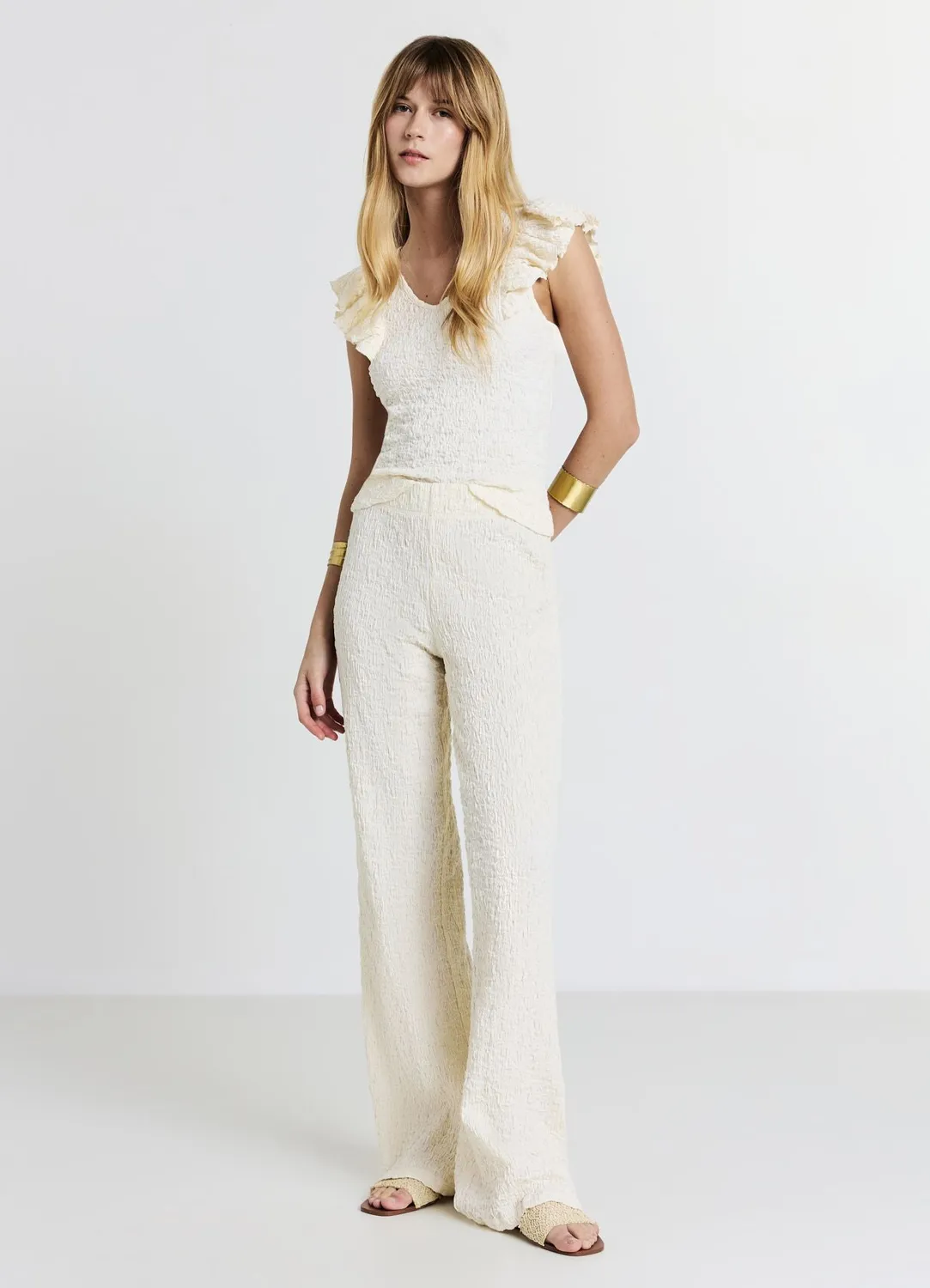 Calliope pantalon palazzo femme tissu bubble large