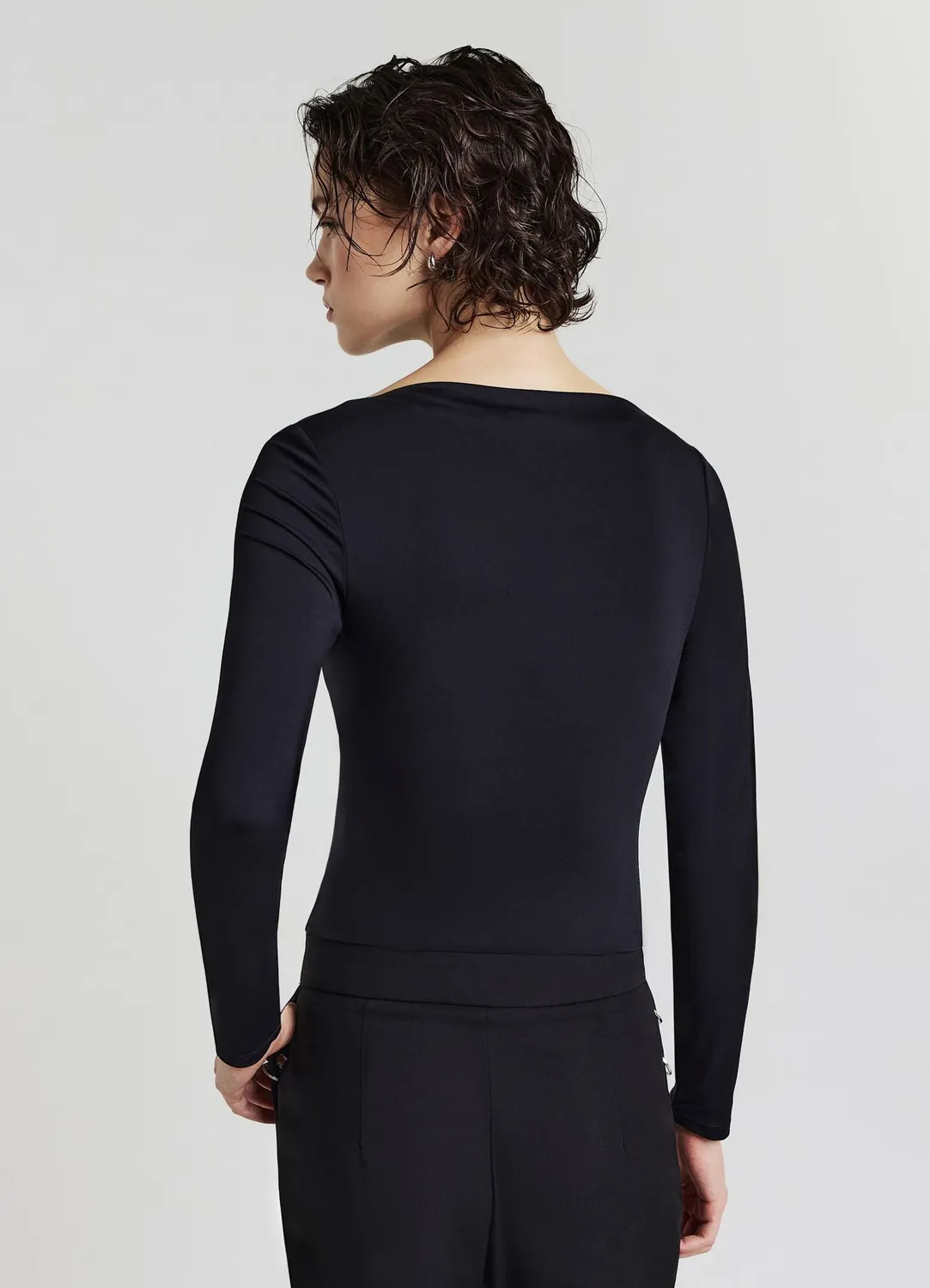 Calliope T-shirt col châle manches longues femme ajusté