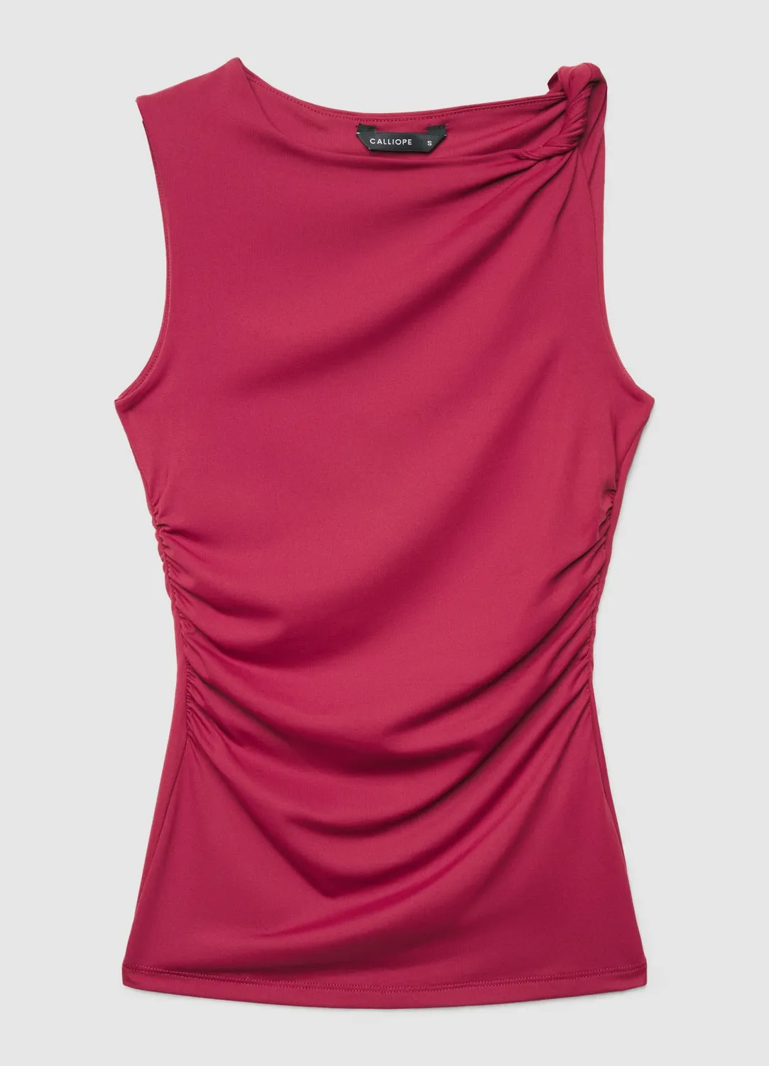 Top drapé femme Calliope nœud épaule asymétrique