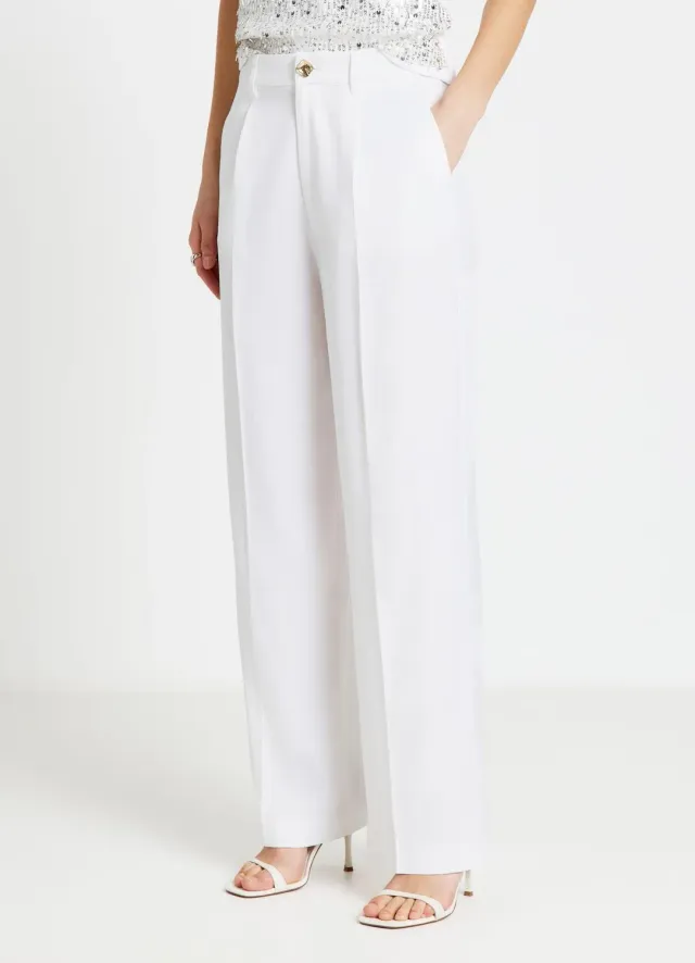Calliope pantalon long femme simili satin taille haute