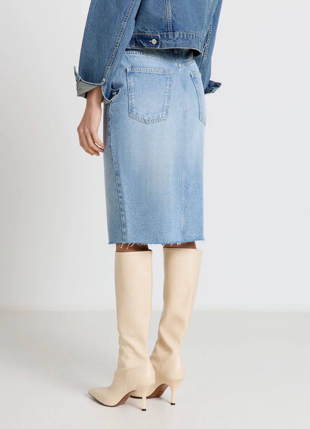 Calliope Jupe longuette denim femme fente unie