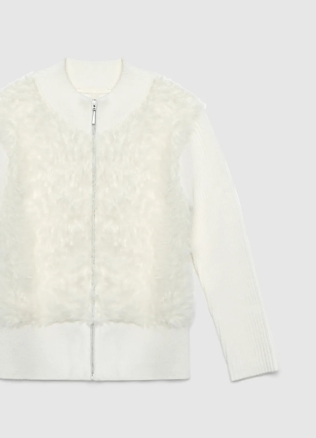 Calliope sweat fille zippé effet peluche côtelé