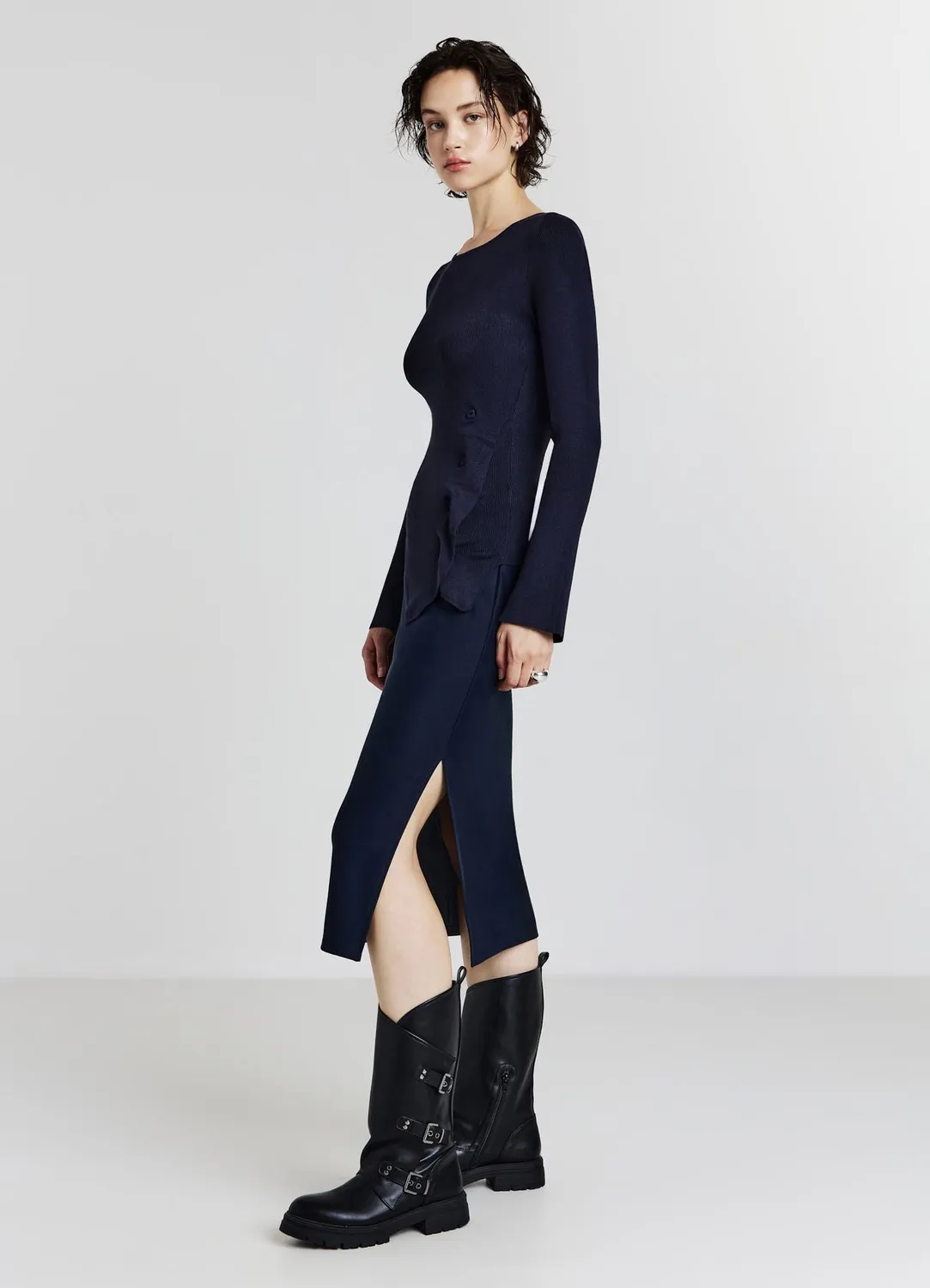 Calliope jupe midi fendue femme ajustee