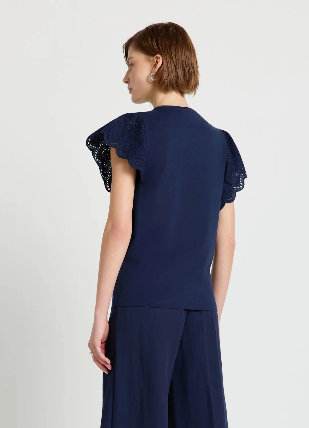 Calliope T-shirt Volants Sangallo Femme Coton Uni