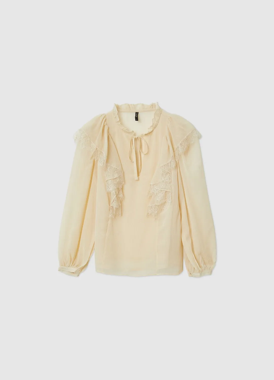 Calliope Blouse femme volants dentelle laçage