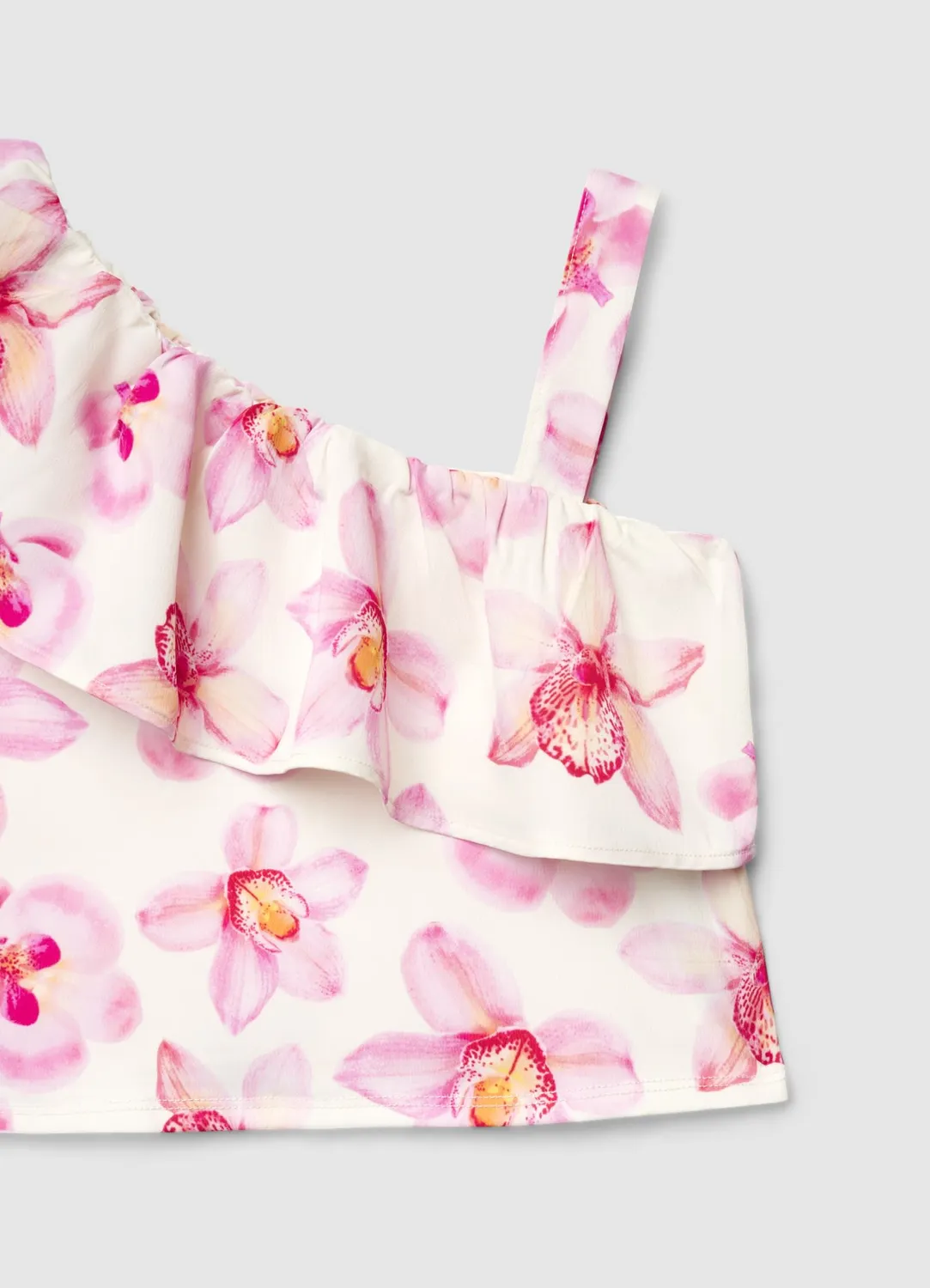 Calliope volant top fille fleurs monospalla court