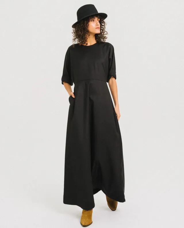 Tinsels Frany robe longue noire gabardine
