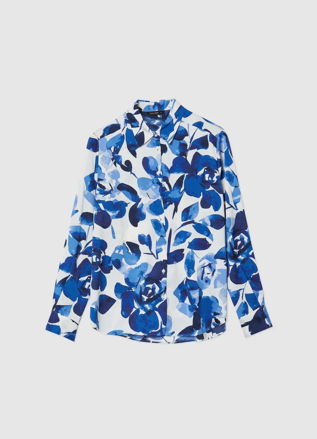 Calliope chemise satinée fleurs femme manches longues