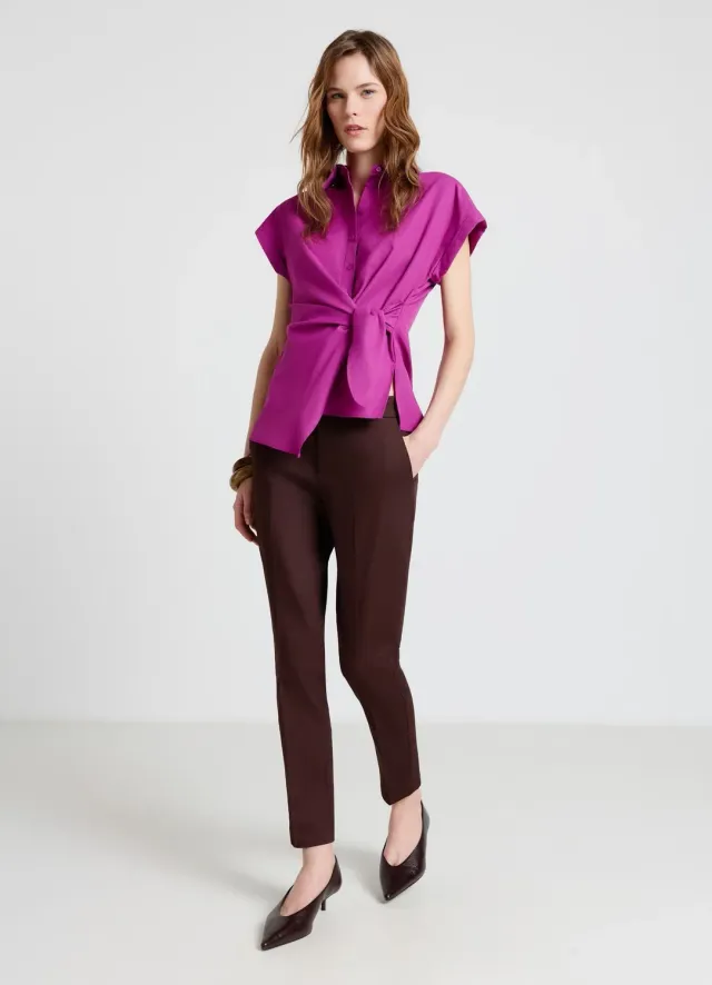 Calliope Chemise nœud côté manches courtes S unie
