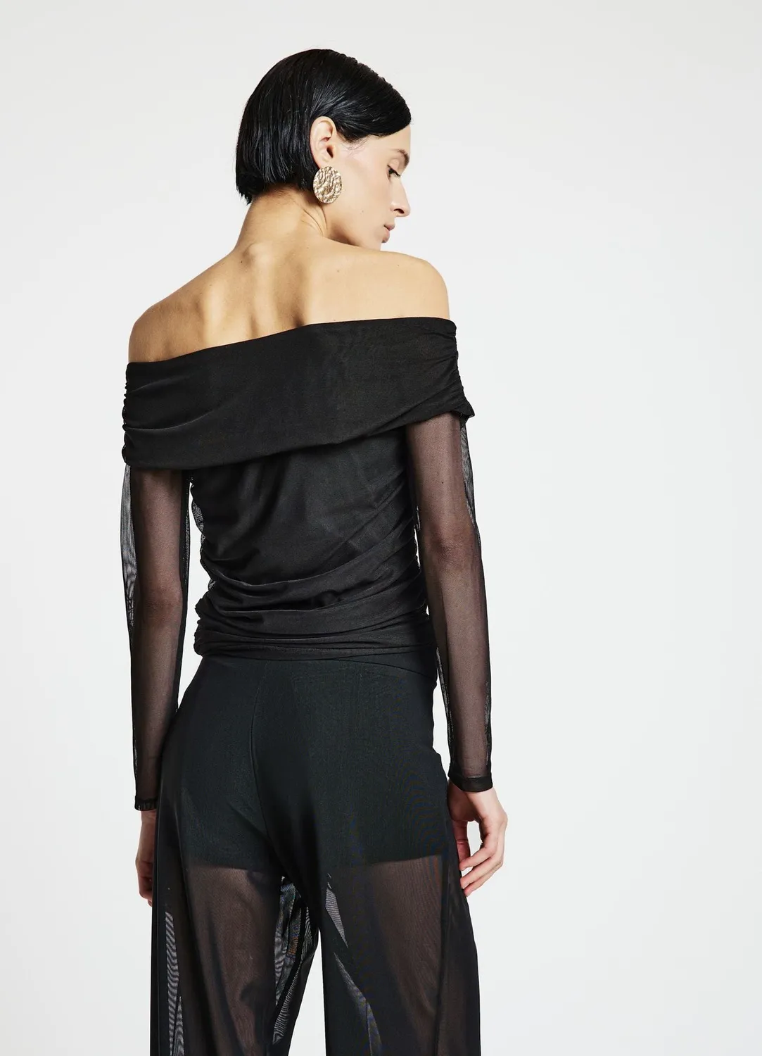 Calliope t-shirt femme épaules dénudées tulle froncé