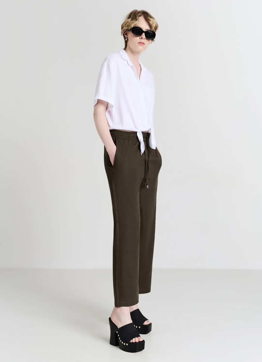 Calliope jogger lin taille élastique femme