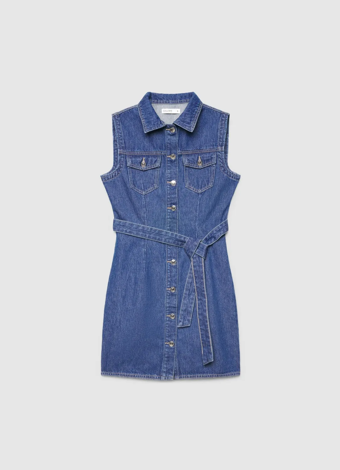 Calliope robe denim sans manches femme ceinture