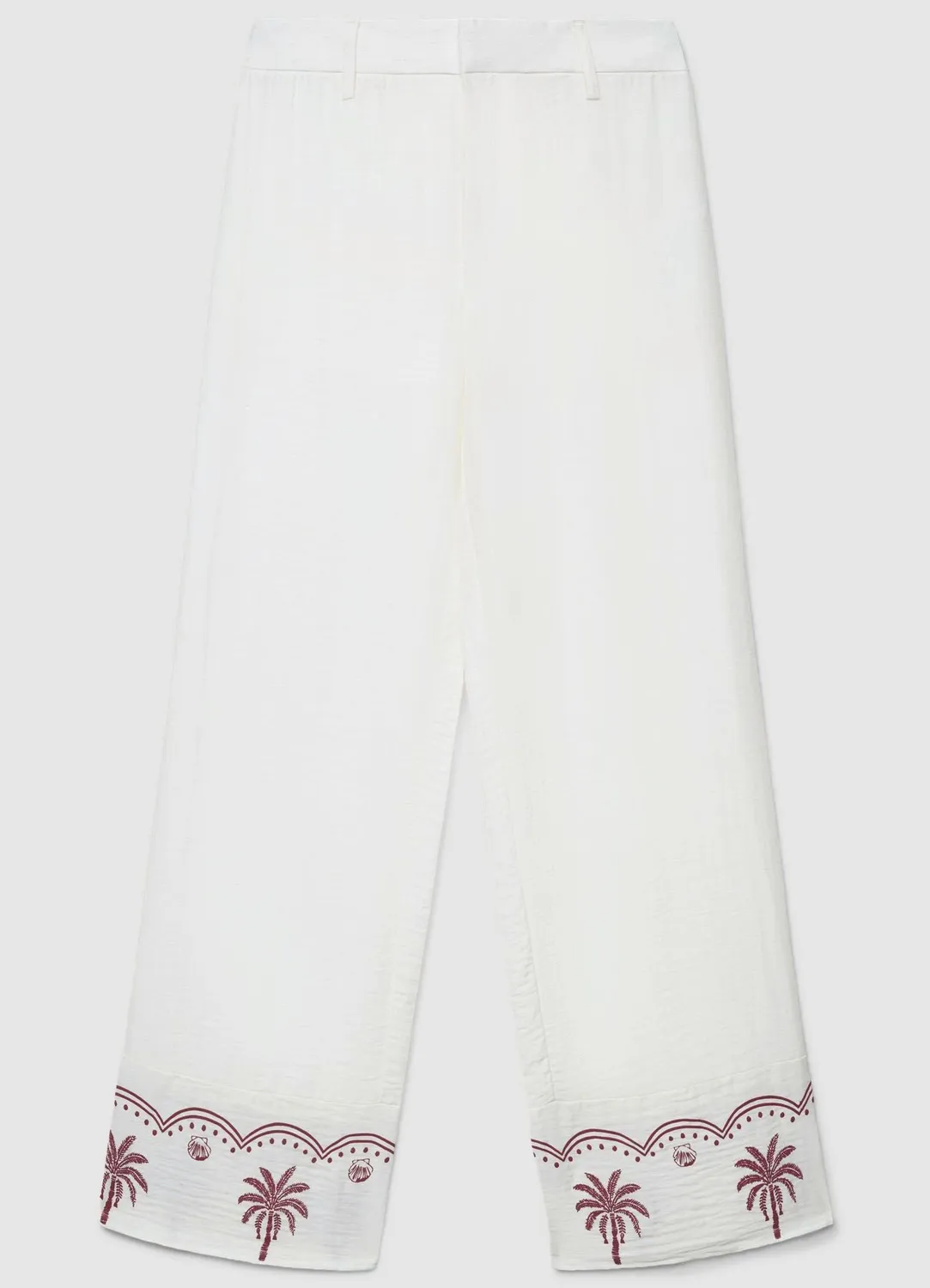 Calliope pantalon droit femme broderie palmiers