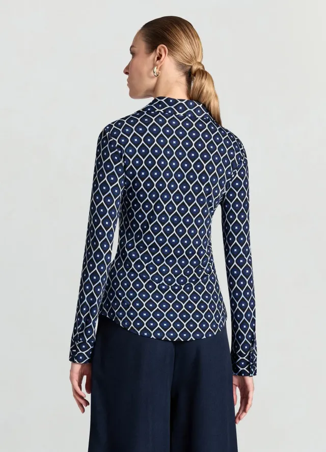Calliope Chemise ajustée imprimé géométrique chemise femme manches longues