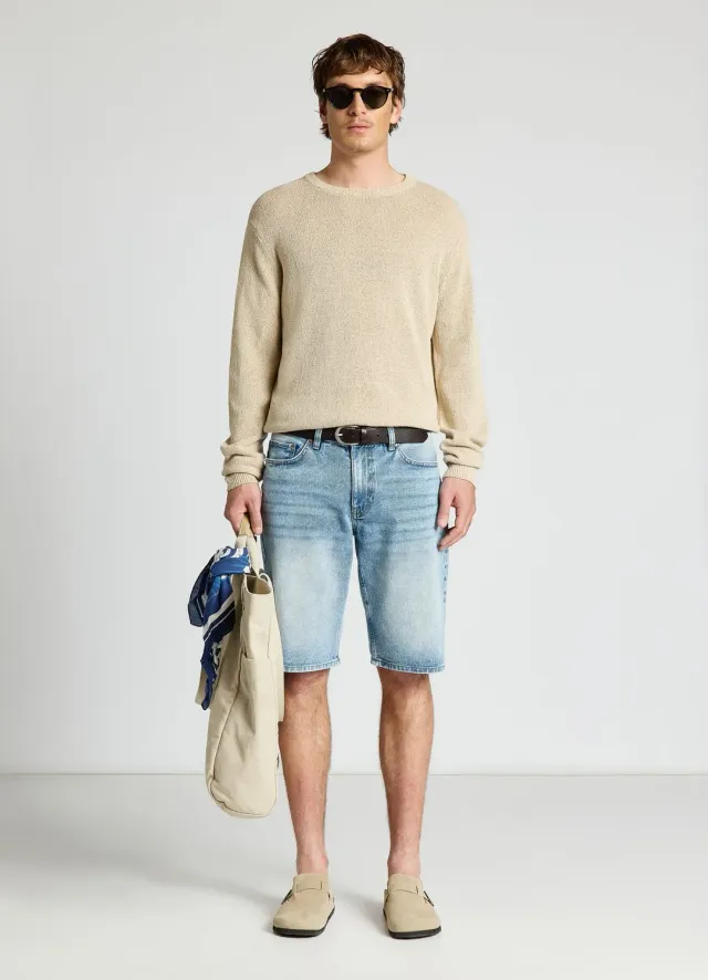 Calliope short jean homme à revers coupe droite
