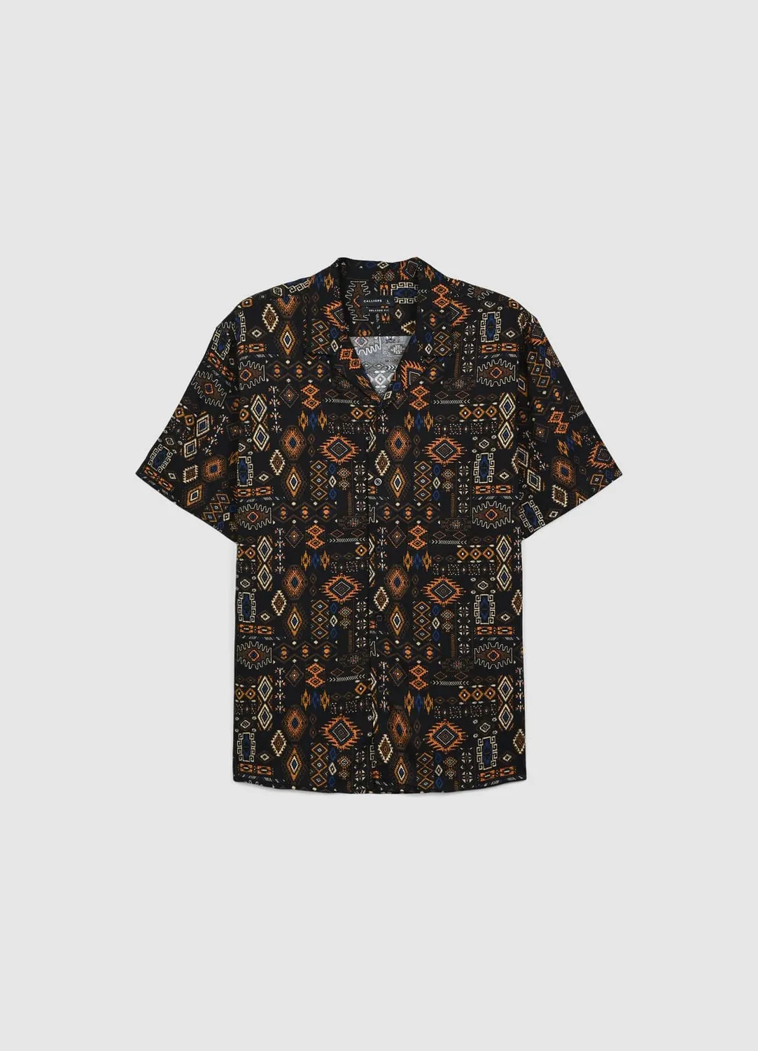 Calliope chemise bowling homme motif ethnique manches courtes