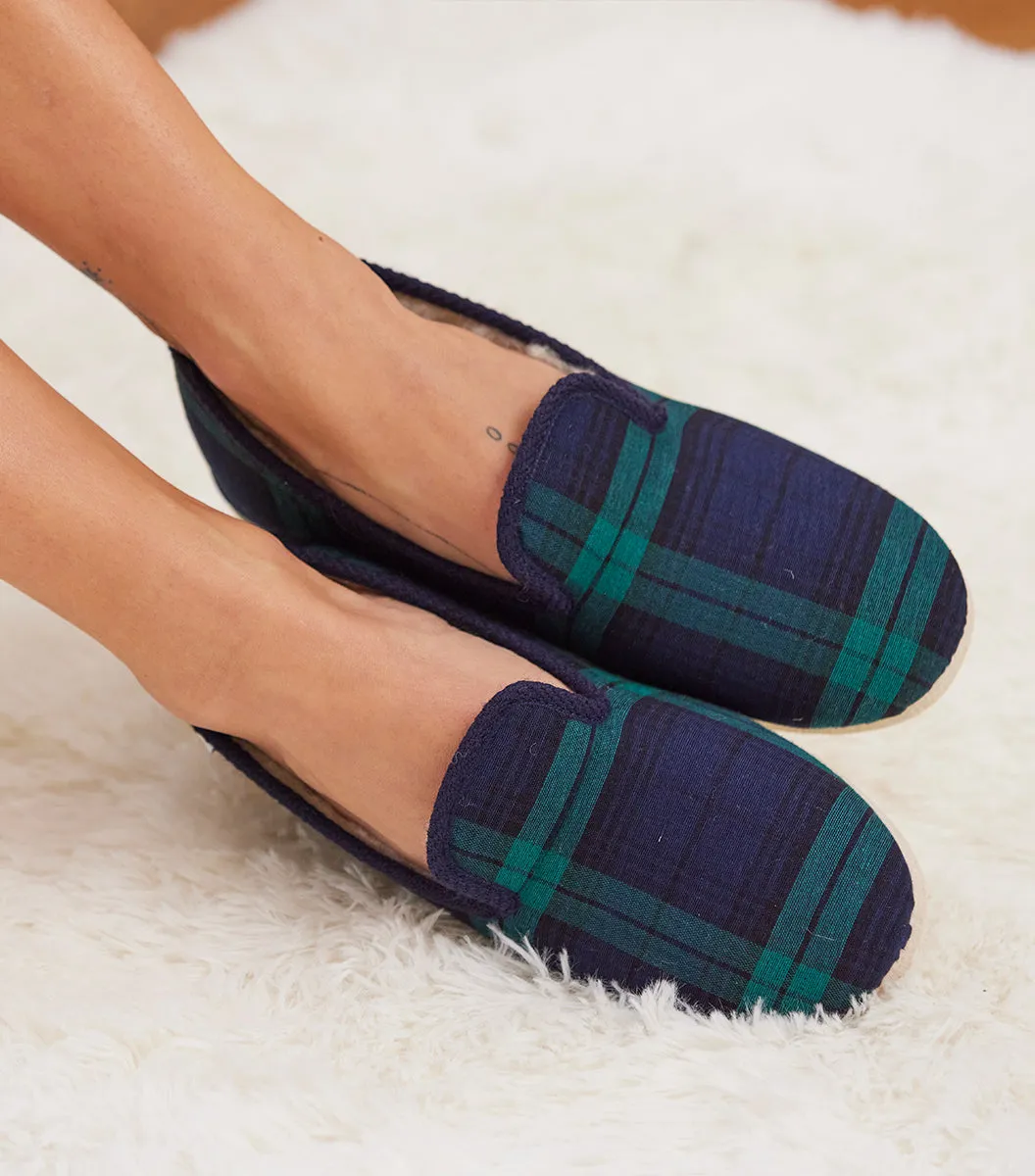 Cocorico Tartan Vert charentaises femme laine