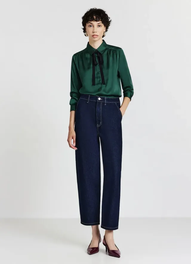 Calliope chemise satinée lavallière femme