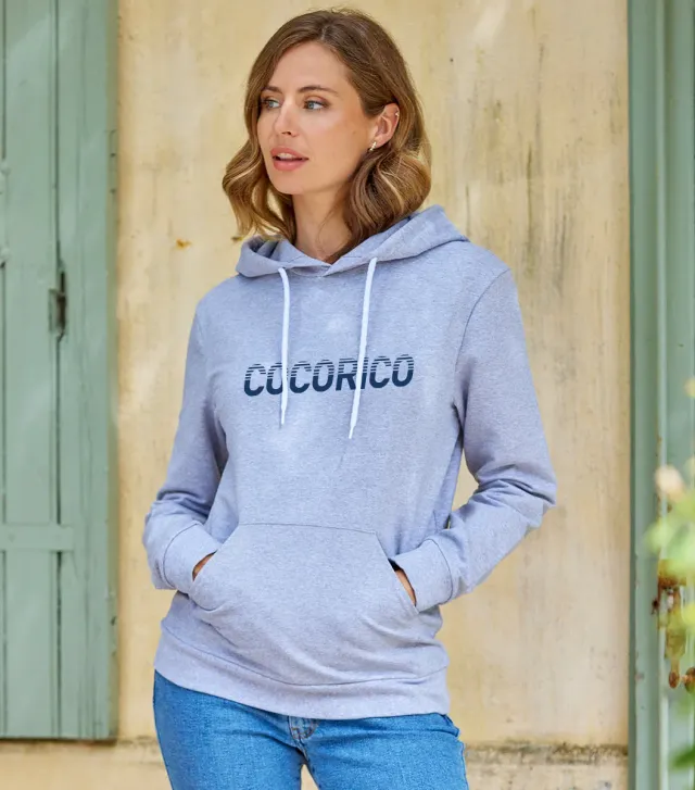 Cocorico Performance sweat capuche femme gris coton