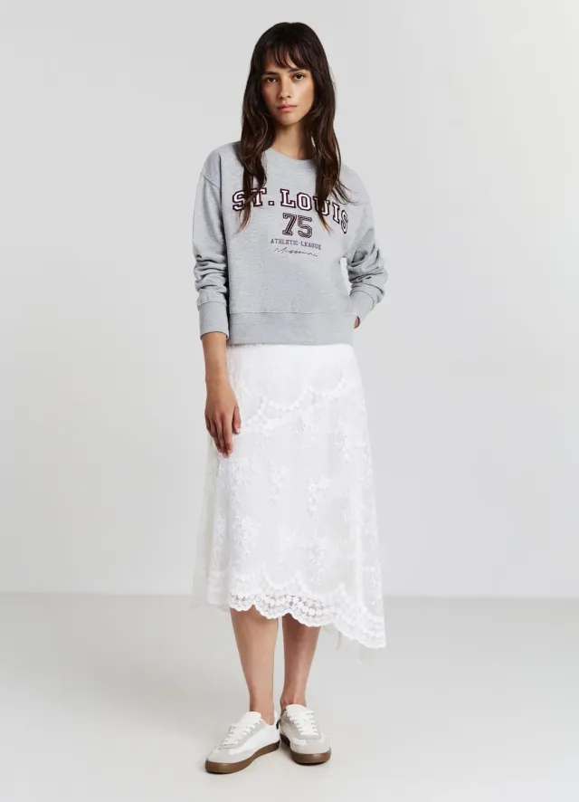 Calliope Sweat cropped femme imprimé collège