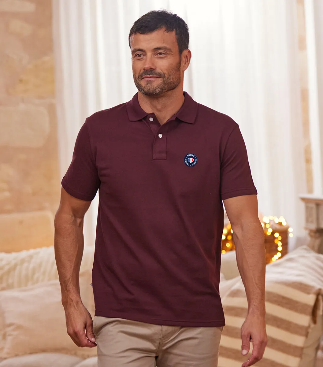 Cocorico Blason polo homme bordeaux coton